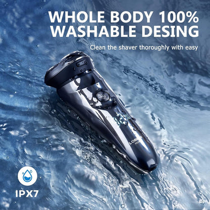 Electric Razor For Men – Wet Dry Shaver, 4D Floating Head, Rechargeable With LCD Display