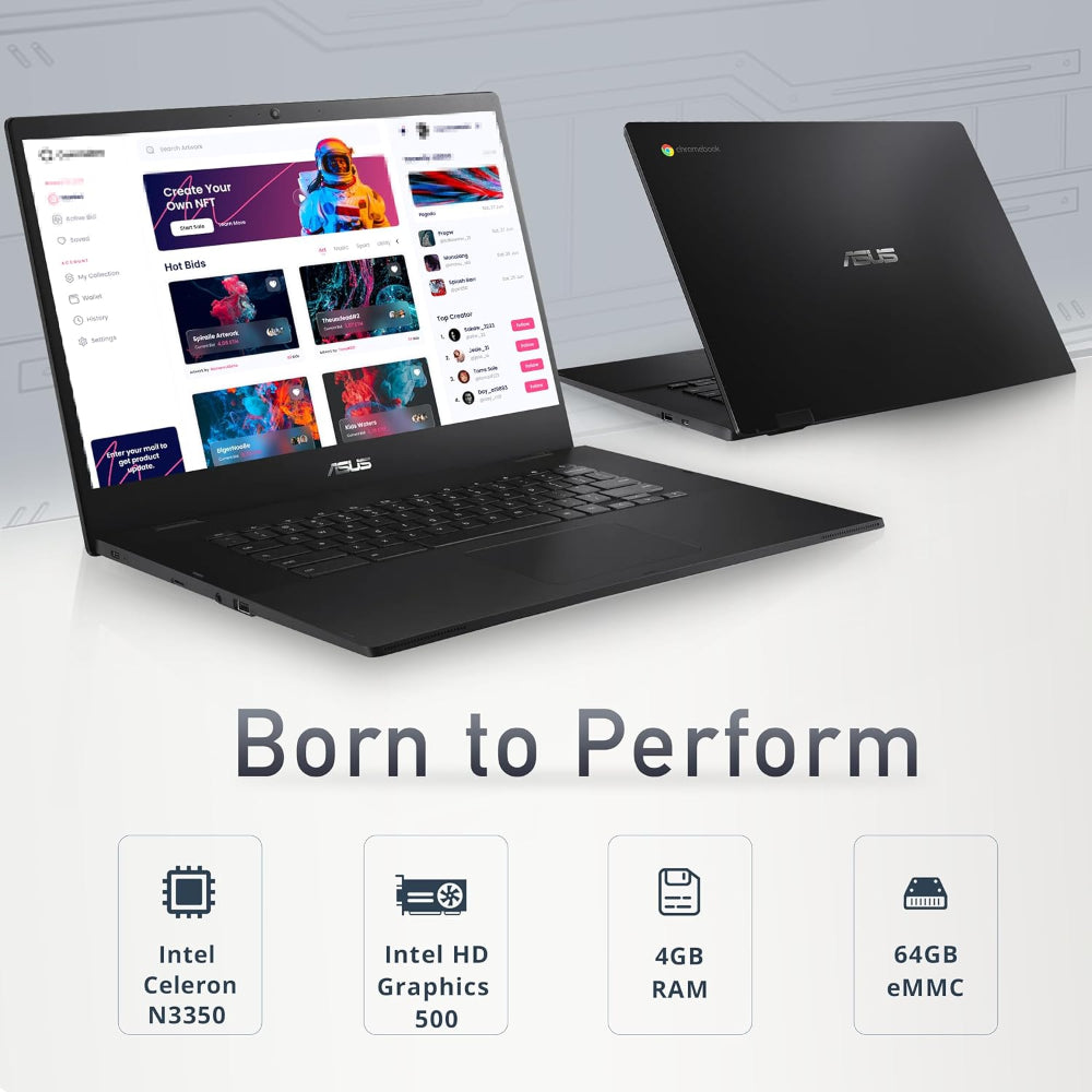15.6" FHD Chromebook Laptop – Intel Celeron, 4GB RAM, 64GB eMMC, Wi-Fi & Bluetooth (Renewed)