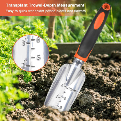 3-Pack Heavy Duty Garden Tools Set – Shovel, Transplant Trowel & Hand Rake with Ergonomic Handles, Aluminum Alloy for Lawn & Planting