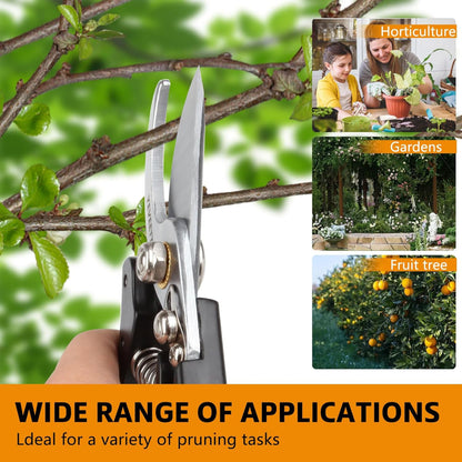 8.5" Professional Garden Pruning Shears – SK5 Steel Hedge Clippers, Heavy-Duty Handheld Garden Scissors for Yard, Roadside & Gardening