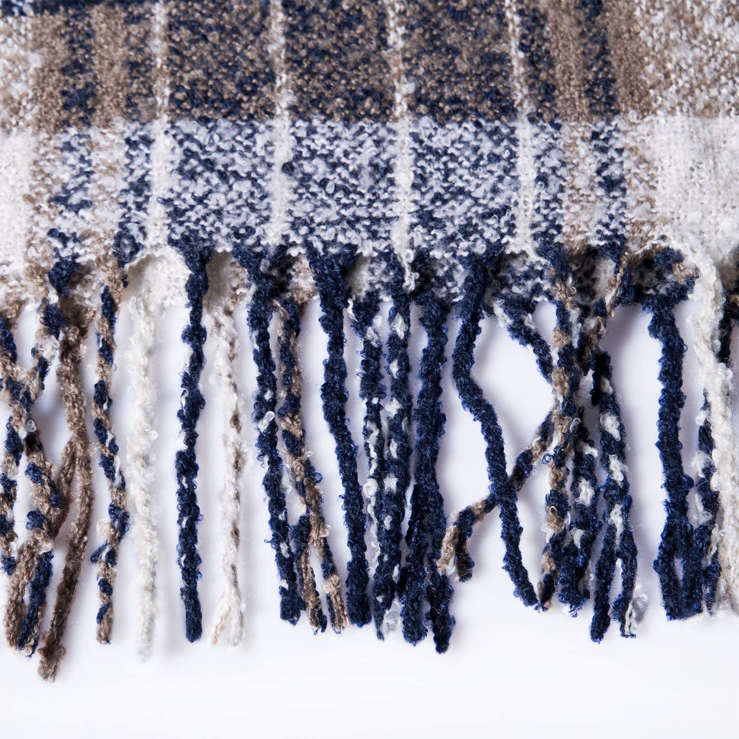 Womens Winter Plaid Infinity Scarf Warm Tassel Circle Loop Scarves & Knit Fall Scarfs for Women