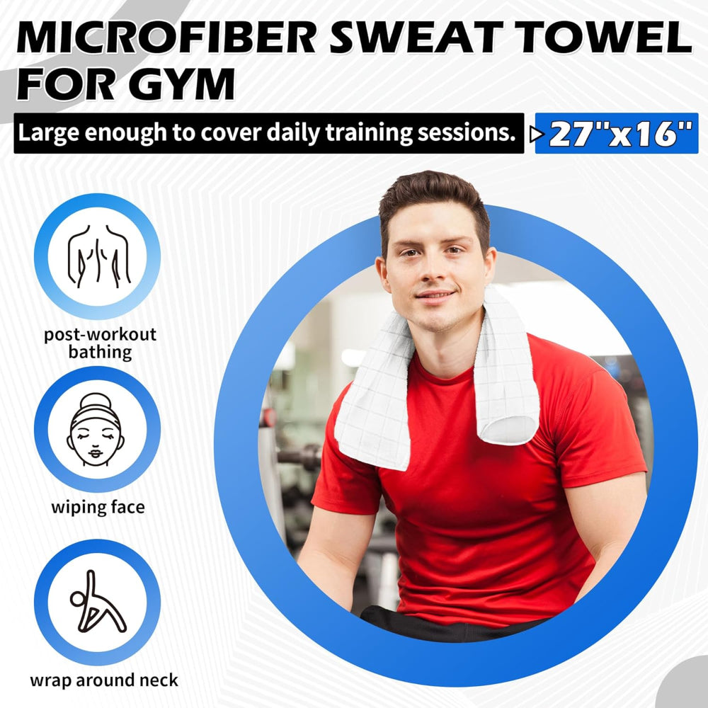 Microfiber Gym Towels – Quick-Dry Sweat & Hand Towels, 16 x 27 Inch, Absorbent Yoga Towels for Home, Gym, Travel, Beach, Workout for Men & Women