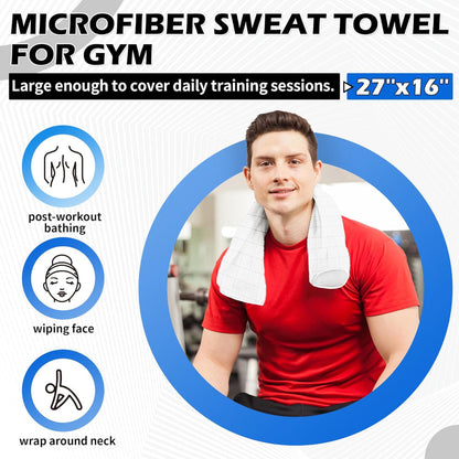 Microfiber Gym Towels – Quick-Dry Sweat & Hand Towels, 16 x 27 Inch, Absorbent Yoga Towels for Home, Gym, Travel, Beach, Workout for Men & Women