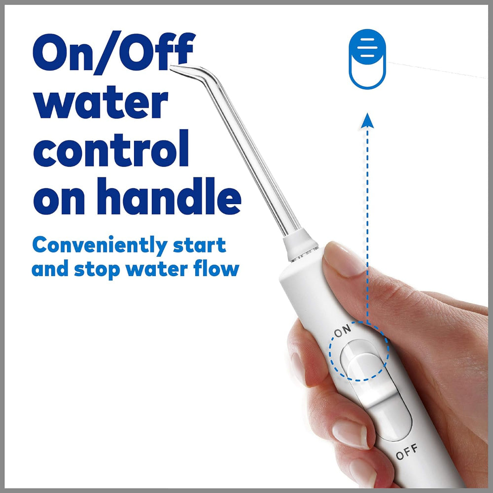 Water Flosser – Portable Nano Plus Use – Compact Electric Teeth Cleaning for Travel & Home – Includes 4 Flossing Tips – ADA Accepted, White