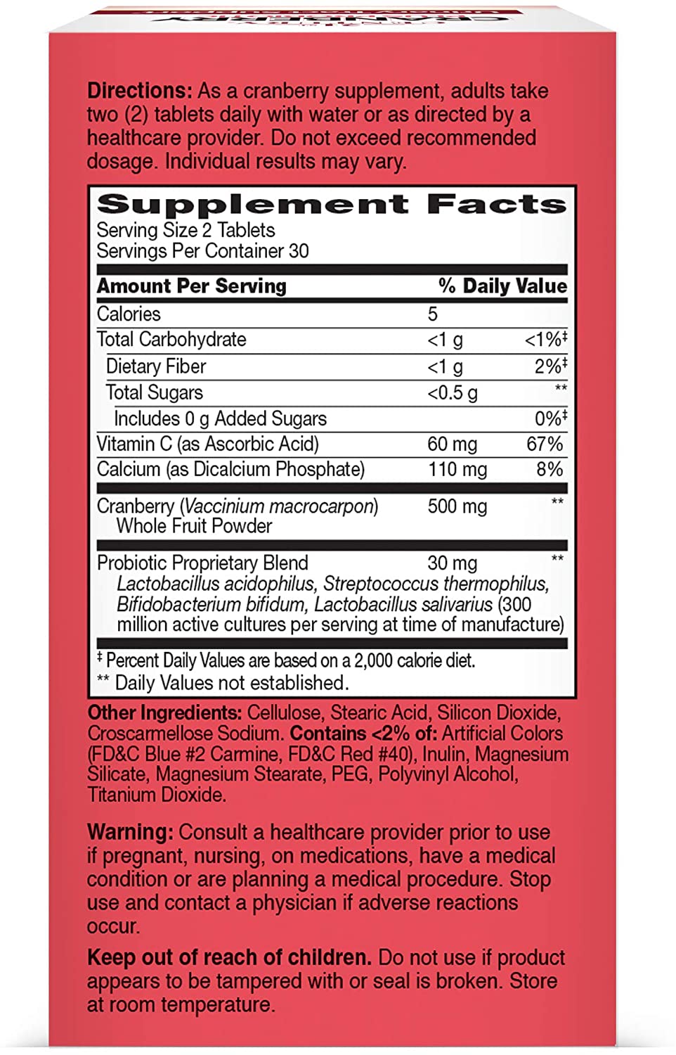 60 Count Cranberry Plus Probiotic Tablets