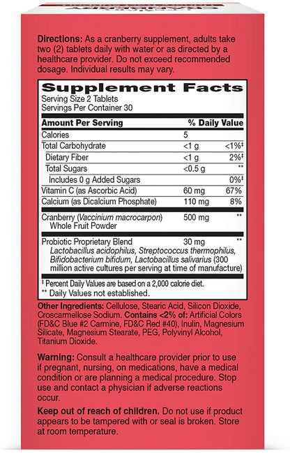 60 Count Cranberry Plus Probiotic Tablets