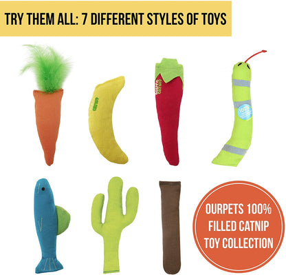 OurPets 100 Percent North American Catnip Filled Cat Toys (Interactive Cat Toys for Indoor Cats, Kitten Toy,Cat Chew Toy & Catnip Toys for Cats) Great for Cats who Enjoy Catnip & Interactive Cat Toys