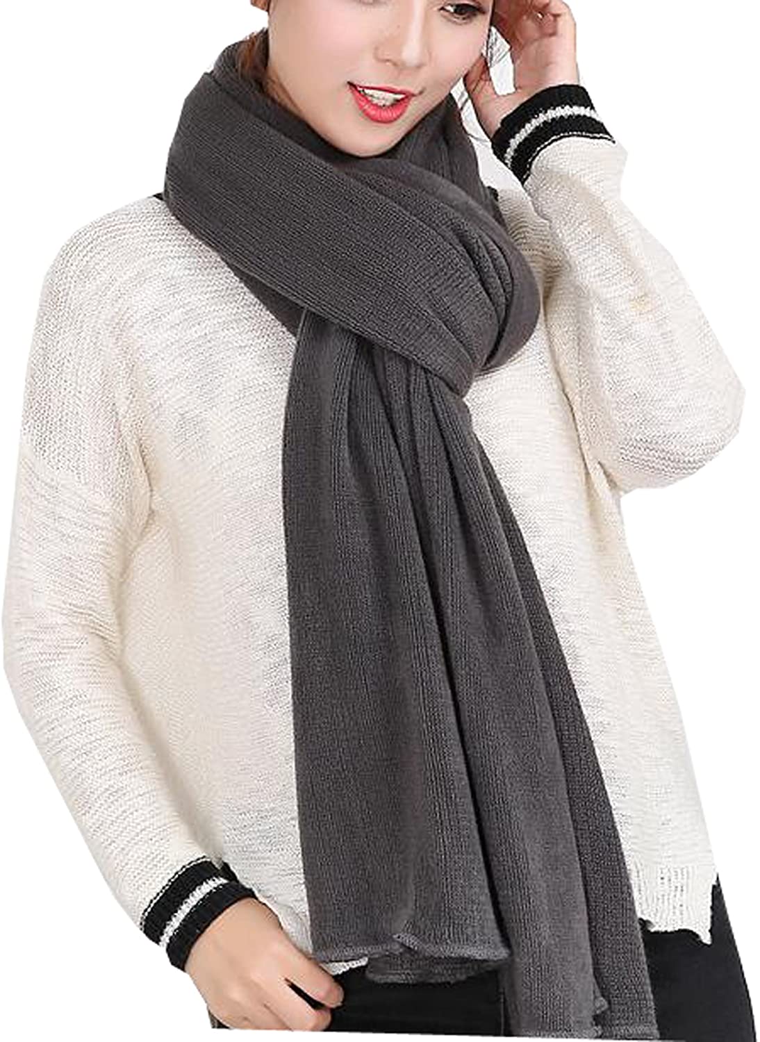 Wander Agio Women's Warm Long Shawl Winter Warm Large Scarf Pure Color