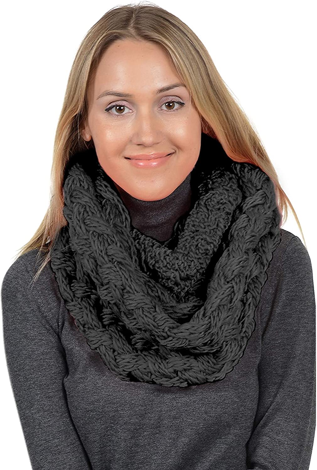 Basico Infinity Scarf | Winter Crochet Knit Scarf in One Size