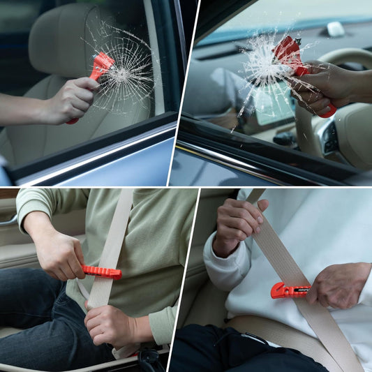 2-Pack Car Safety Hammer – 2-in-1 Auto Escape Tool with Window Glass Breaker & Seat Belt Cutter – Emergency Rescue for Family & Traffic Accidents