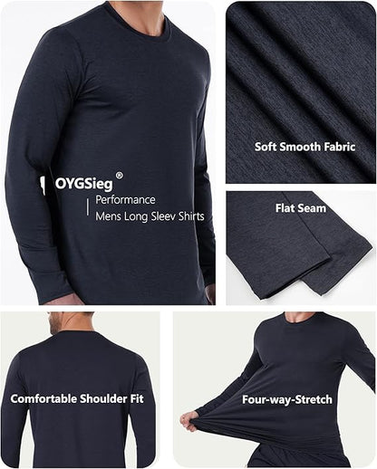 6-Pack Men's Long Sleeve Shirts – Quick Dry, UPF 50+ Sun Protection, Moisture Wicking for Casual & Workout