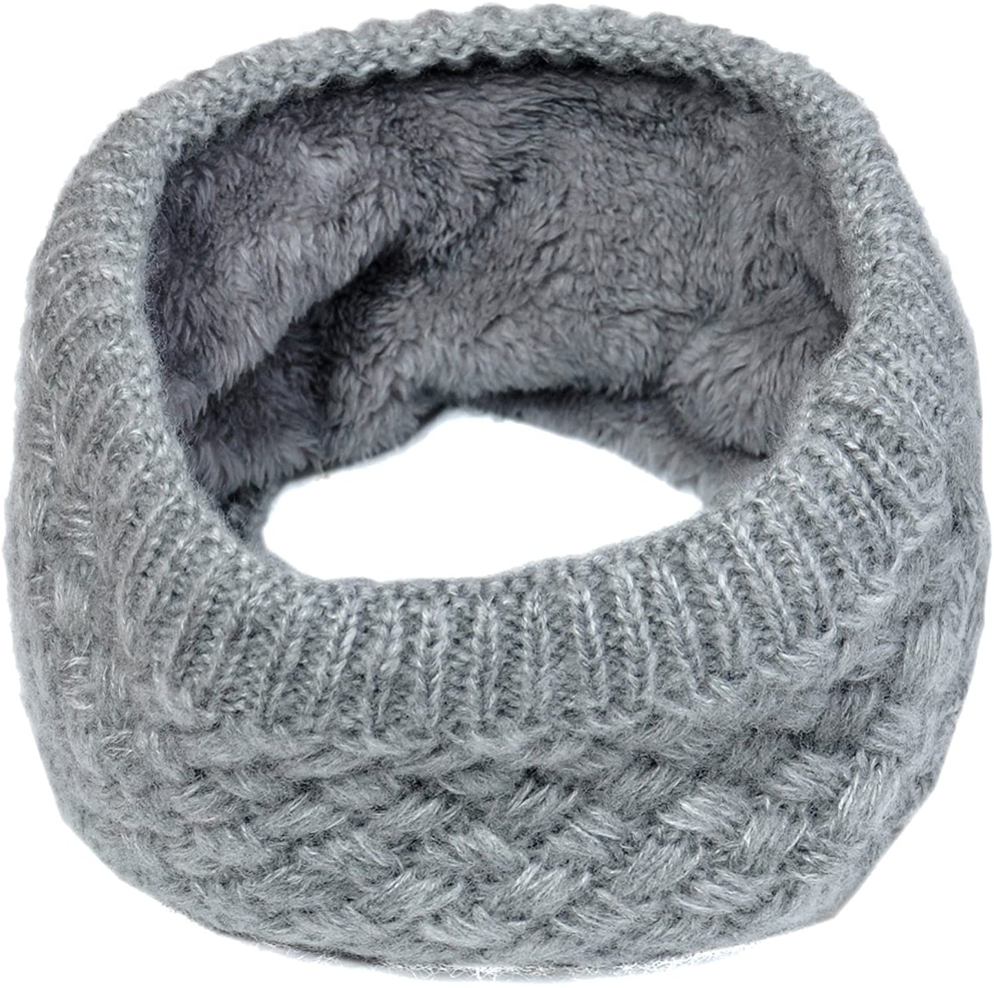 Lo Shokim Harsh Winter Double-Layer Soft Fleece Lined Thick Knit Neck Warmer Circle Scarf Windproof
