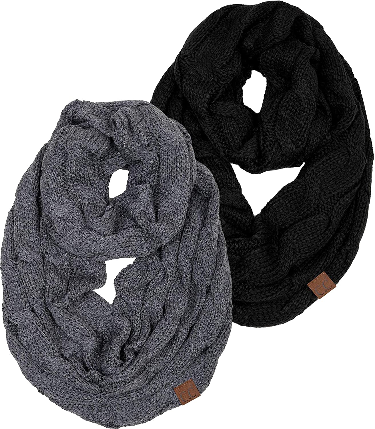 Funky Junque’s Beanies Matching Ribbed Winter Warm Cable Knit Infinity Scarf