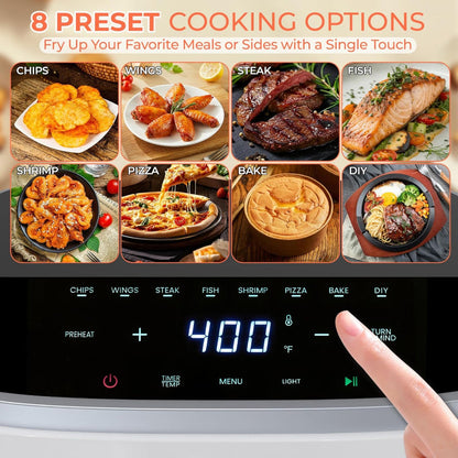 4QT Air Fryer – Digital Touchscreen Cooking – Easy View Window with Interior Light – Nonstick Dishwasher Safe Basket