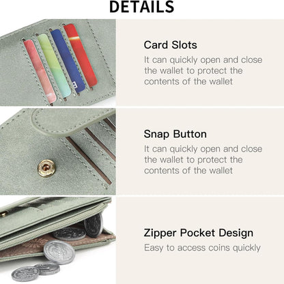 Women’s RFID Blocking Leather Wallet – Slim Bifold Credit Card Holder Organizer