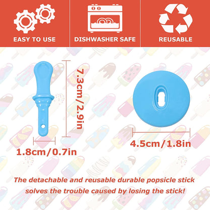  Holders for Kids Drip Free Ice Cream Sticks for Ice Pop Molds Colorful Craft Stick (7 PCS)