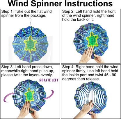 3D Sea Turtle Spinner Craft Yard Decor,Kinetic Outdoor Metal Wind Catchers,6 inches Small Tortoise Hanging Spinner Indoor Home Ornaments,Stainless Steel Wind Sculptures & Spinners