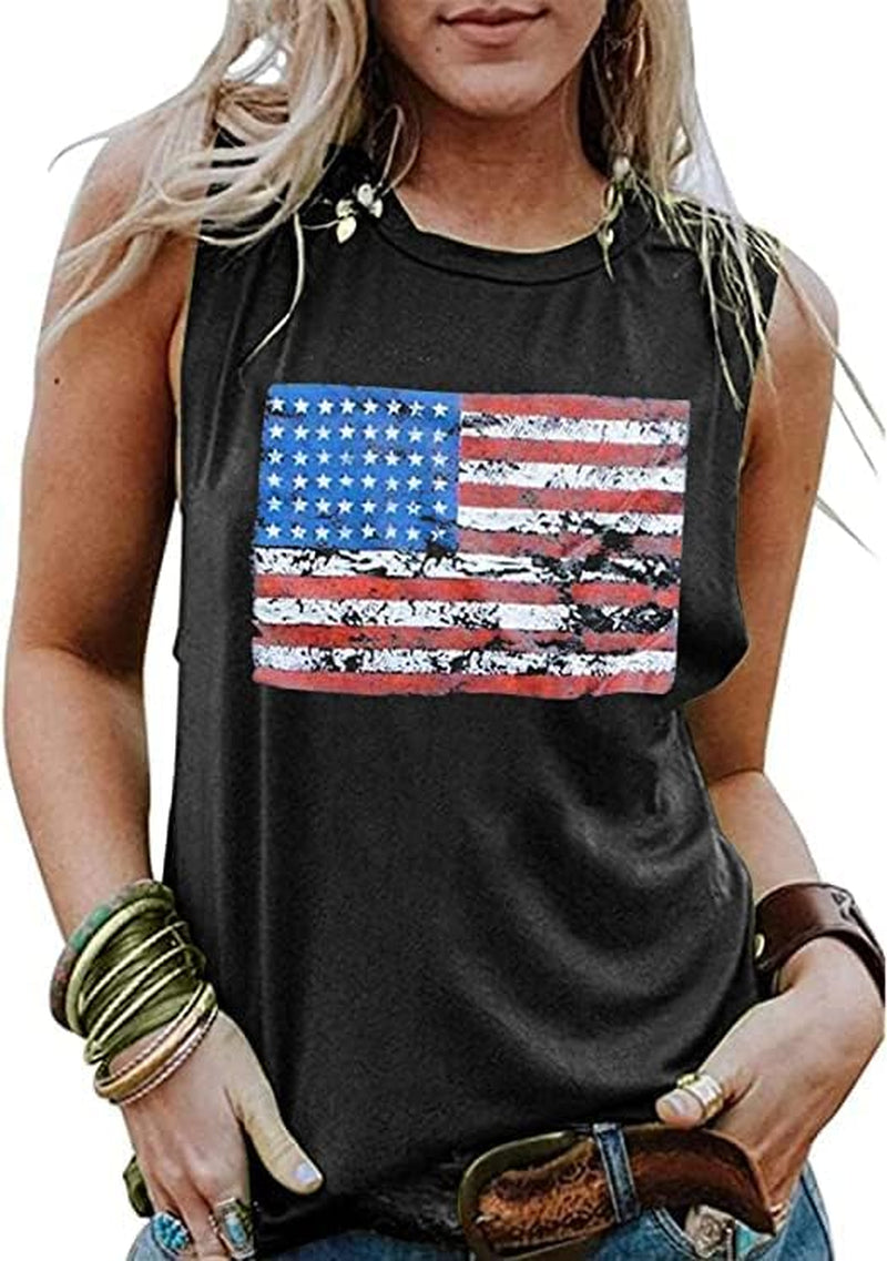  Women's American Flag Camo Sleeveless Tank Tops 4th of July Racerback Bowknot Stripes Patriotic T Shirts