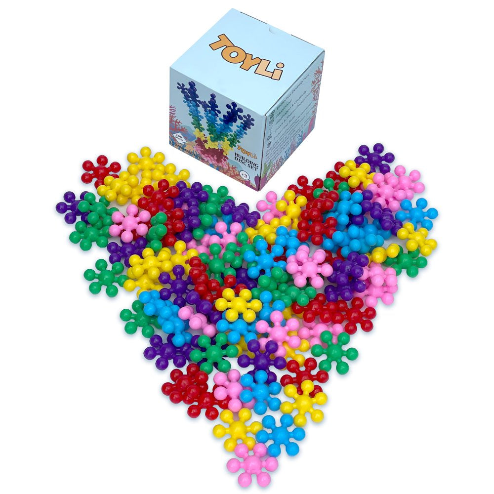100 Piece Building Discs Set - Multi-colored Interlocking Connecting Blocks