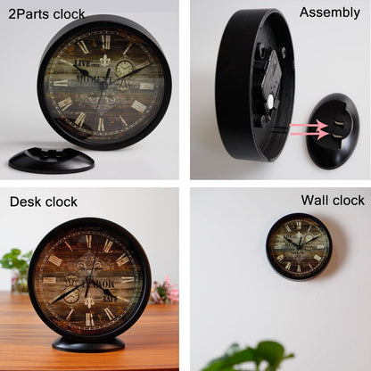 Black Classic Silent Desk Clocks Easy to Ready for Kitchen Bathroom Office 6.3" Height