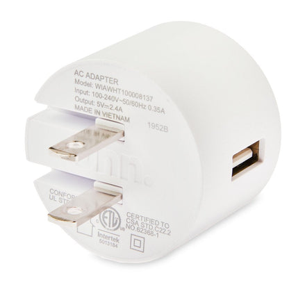 2.4A USB Wall Charger with Foldable Plug-White, for Iphone, Ipad and Android Smartphones