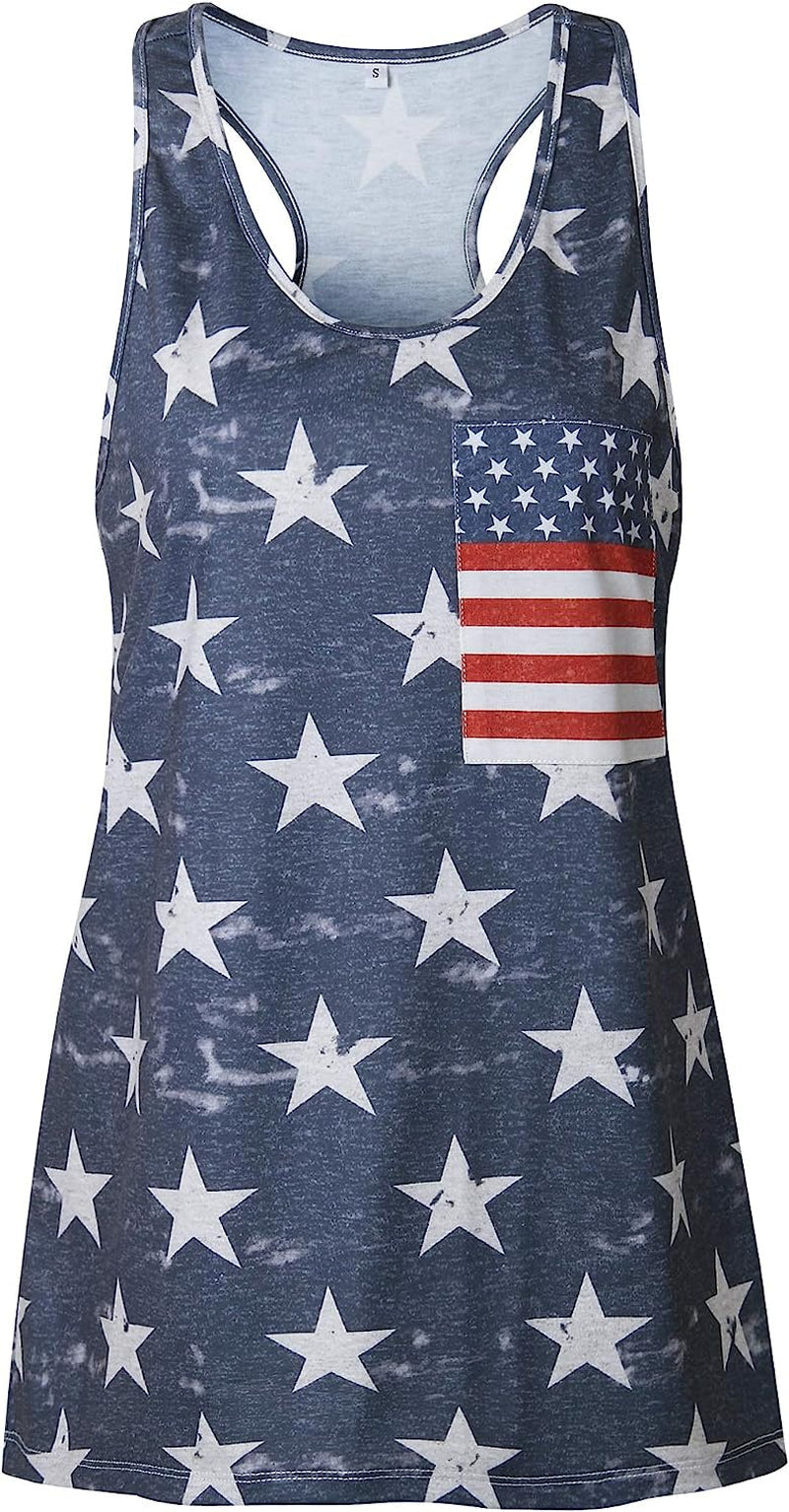  Women's American Flag Camo Sleeveless Tank Tops 4th of July Racerback Bowknot Stripes Patriotic T Shirts