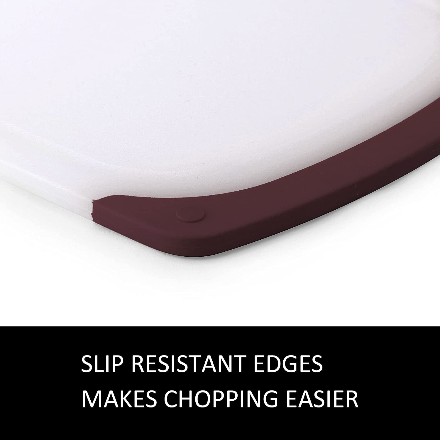 Farberware Non Slip Plastic Cutting Board Set with Juice Grooves, 3-Piece, Maroon