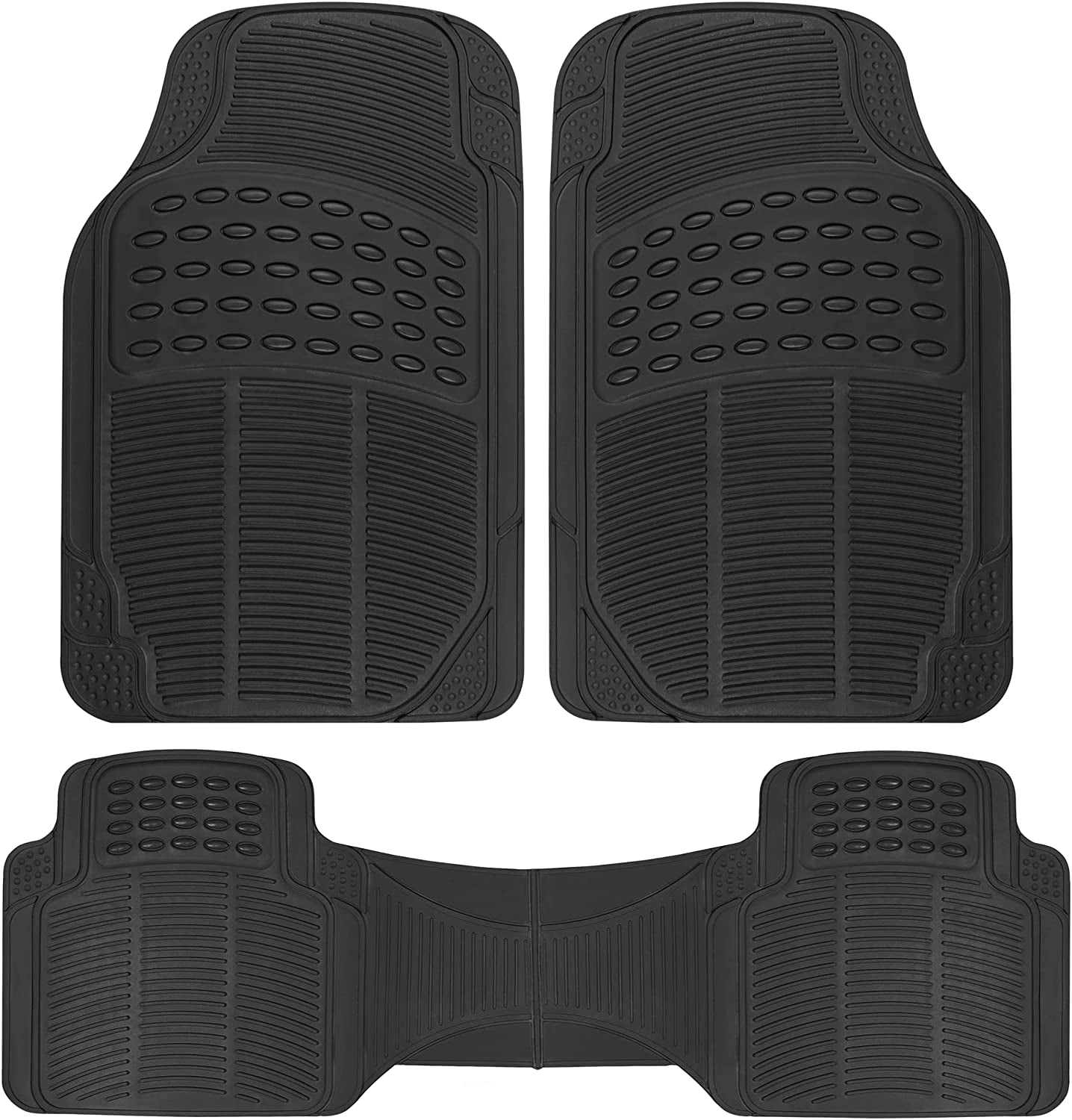  2 Piece Front Heavy Duty Front & Rear Rubber Floor Mats 