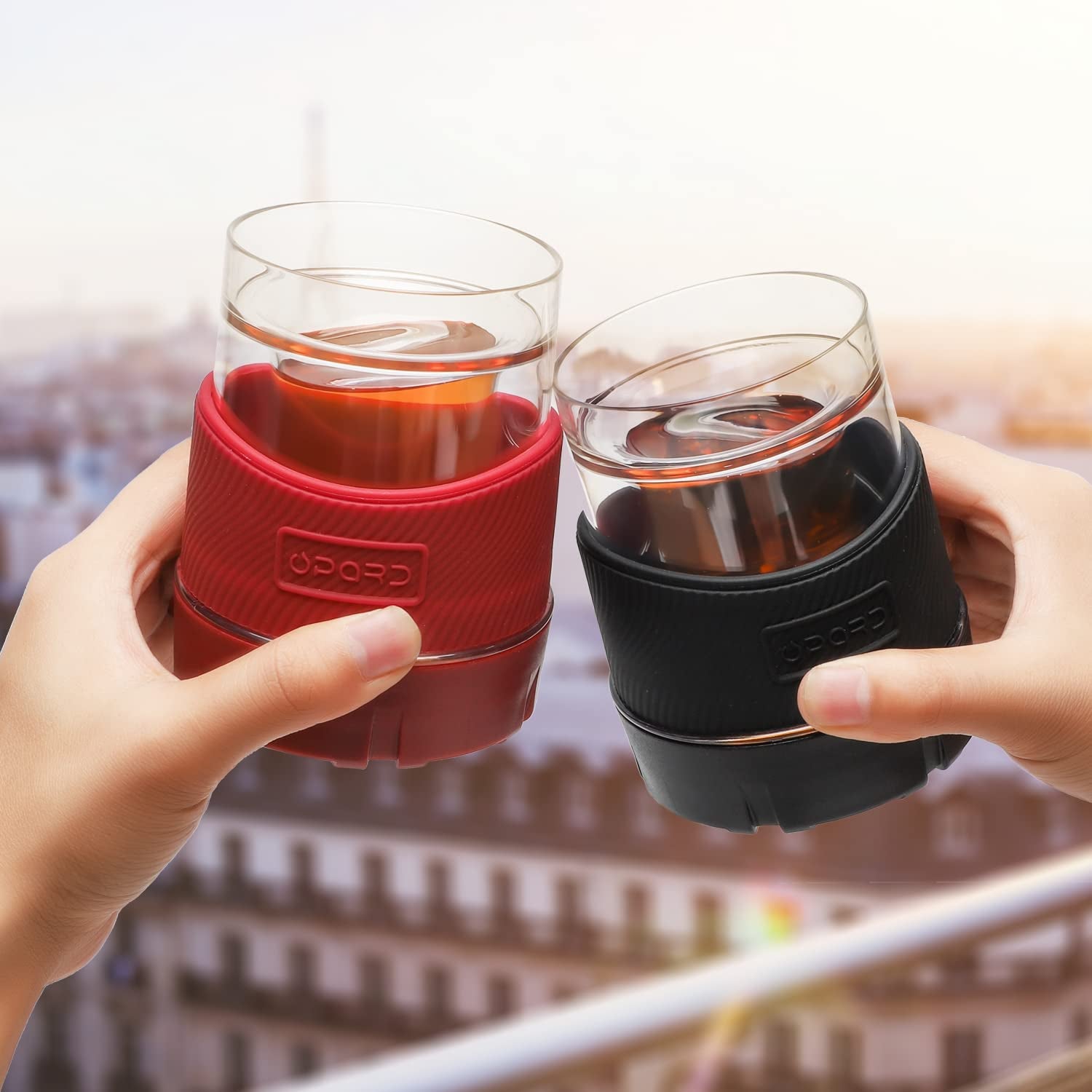  5oz Cooling Cups Double Wall Plastic Insulated Freezable Whiskey Glasses Drink Chilling Tumbler Set of 2 for Whiskey, Wine, Cocktails, Juice