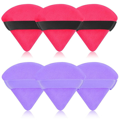 6 Pieces Powder Puff Face Soft Triangle Makeup Puff for Loose Powder Body Powder, Wedge Shape Velour Cosmetic Sponge for Contouring, Under Eyes and Corners, Beauty Makeup Tools