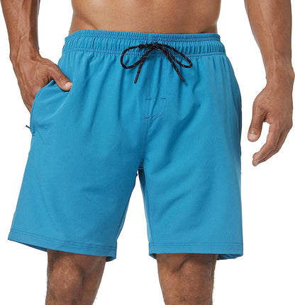  Mens Swim Trunks Quick Dry Board Shorts with Zipper Pockets Bathing Suit