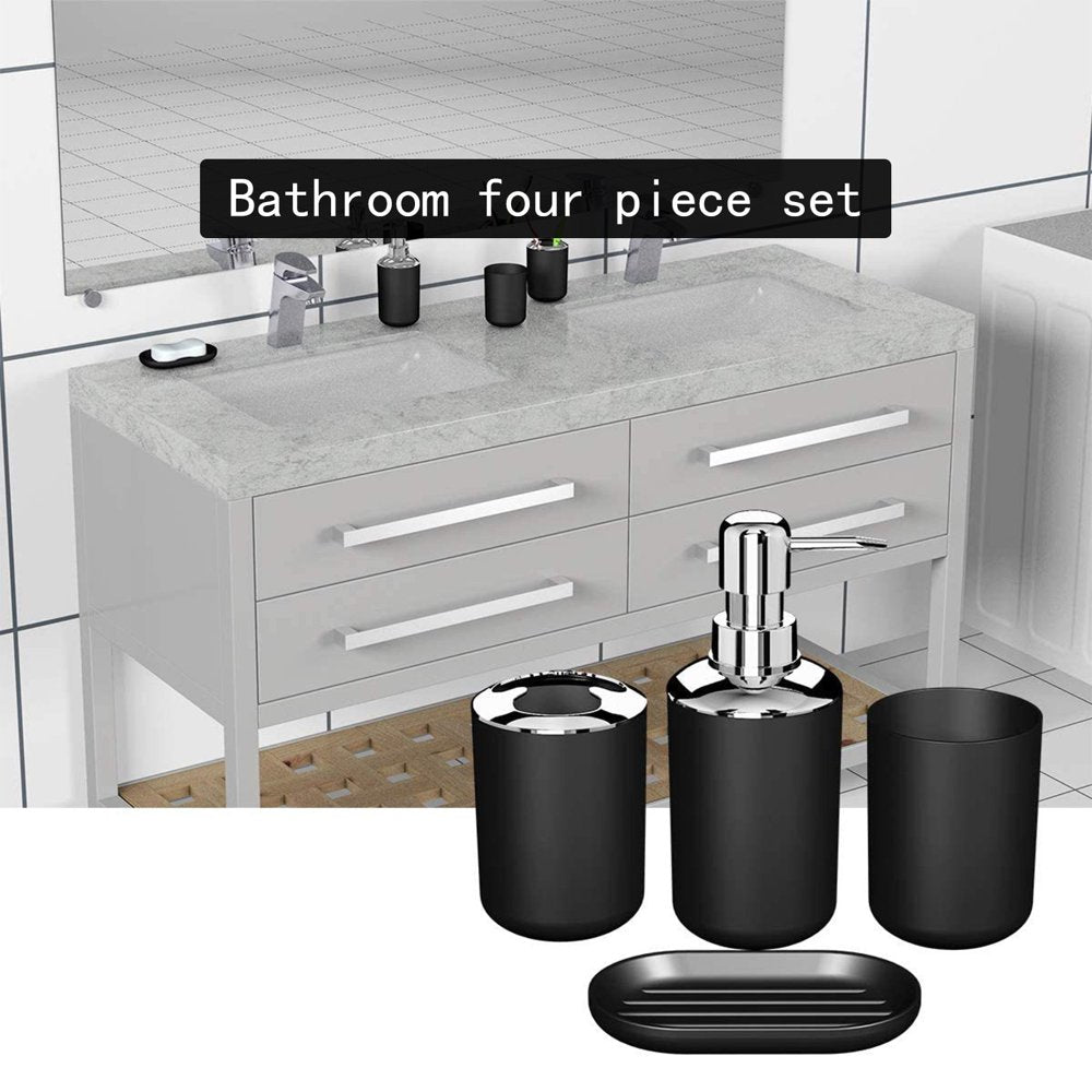  4 Piece Bathroom Accessory Set with Soap Dispenser Pump, Toothbrush Holder, Tumbler and Soap Dish