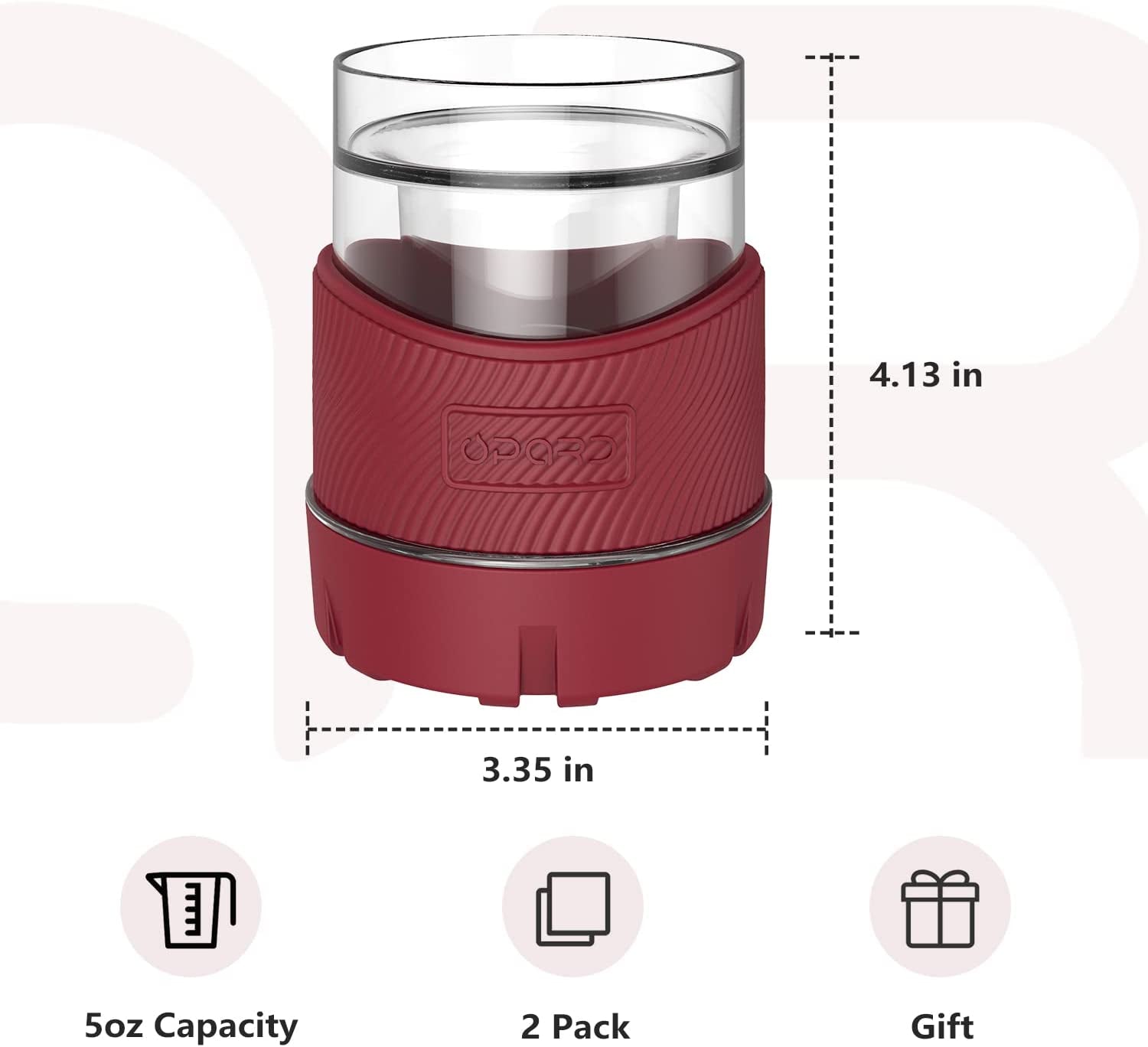  5oz Cooling Cups Double Wall Plastic Insulated Freezable Whiskey Glasses Drink Chilling Tumbler Set of 2 for Whiskey, Wine, Cocktails, Juice