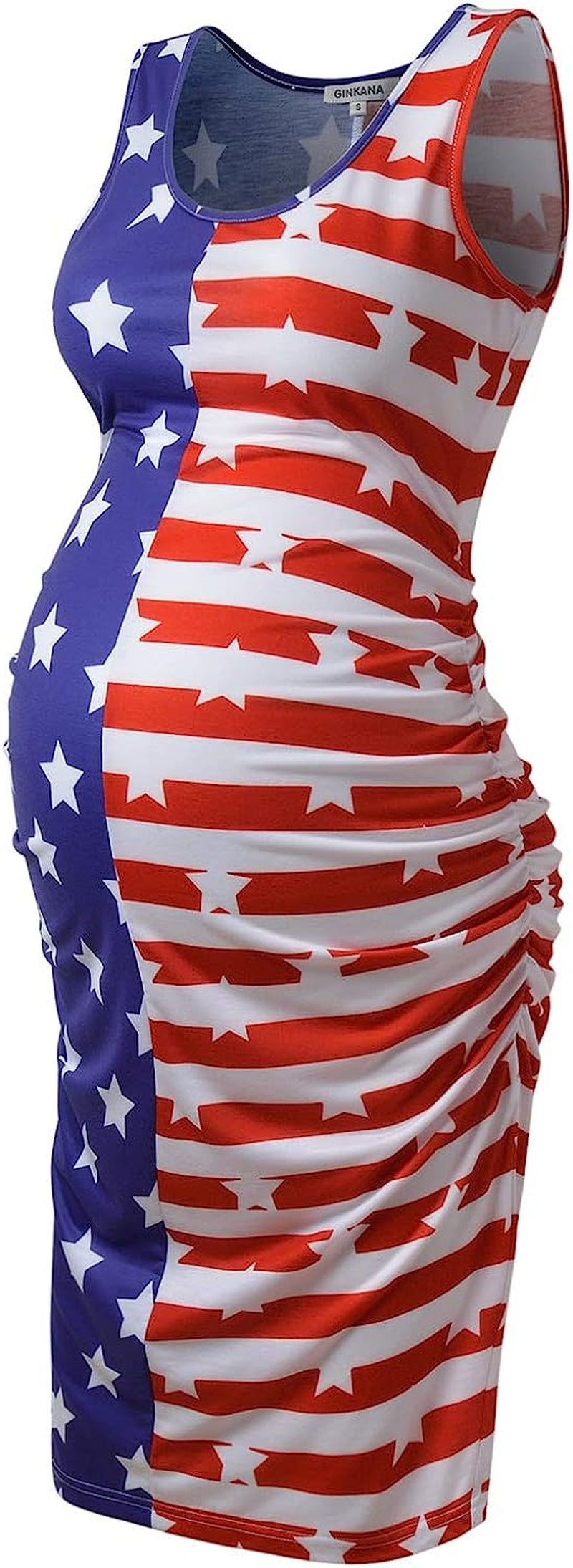  Maternity Tank Dress Bodycon Sleeveless Casual Short Ruched Midi Fitted Dress for Pregnant Women
