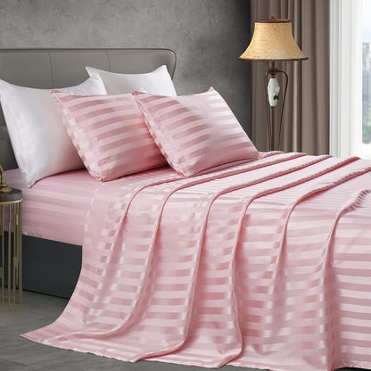 Soft Silky Satin Sheets Set, Luxury Bedding Sheet Set(1 Satin Fitted Sheet, 1 Satin Flat Sheet, 2 Satin Pillow Cases(Twin/1Pillow Case)