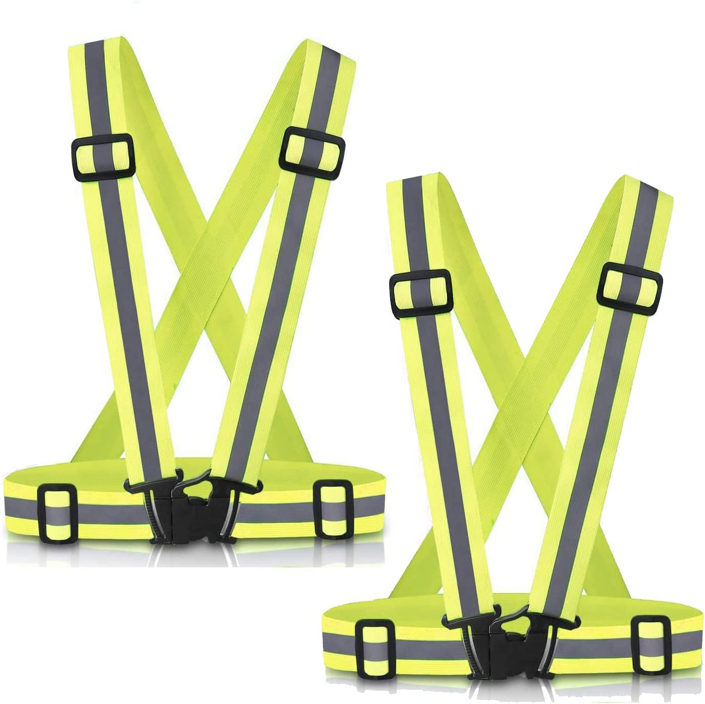  Running Reflective Vest Gear 2Pack, High Visible Reflective Running Vest Adjustable Safety VES for Night Outdoor Running Cycling Motorcycle Dog Walk Jogging
