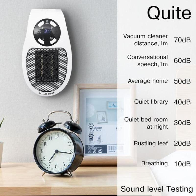 500W Space Heater - LED Display Wall Outlet Electric Plug with Adjustable Thermostat & Timer