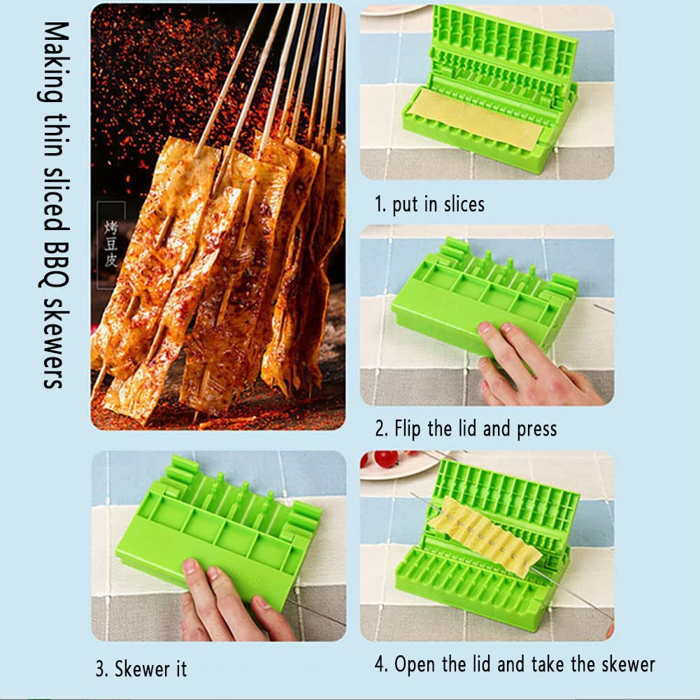  Barbecue Meat Skewer Machine Quick Portable Meat Skewer Box Easy Skewer Tools Creative Meat Kebab Maker Outdoor BBQ Gadget Kitchen Accessories