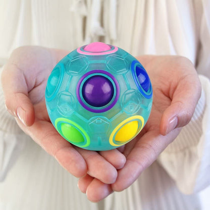 Set of 2 Rainbow Puzzle Ball Cube Magic Rainbow Ball Puzzle Bundle Stress Fidget Ball Brain Teasers