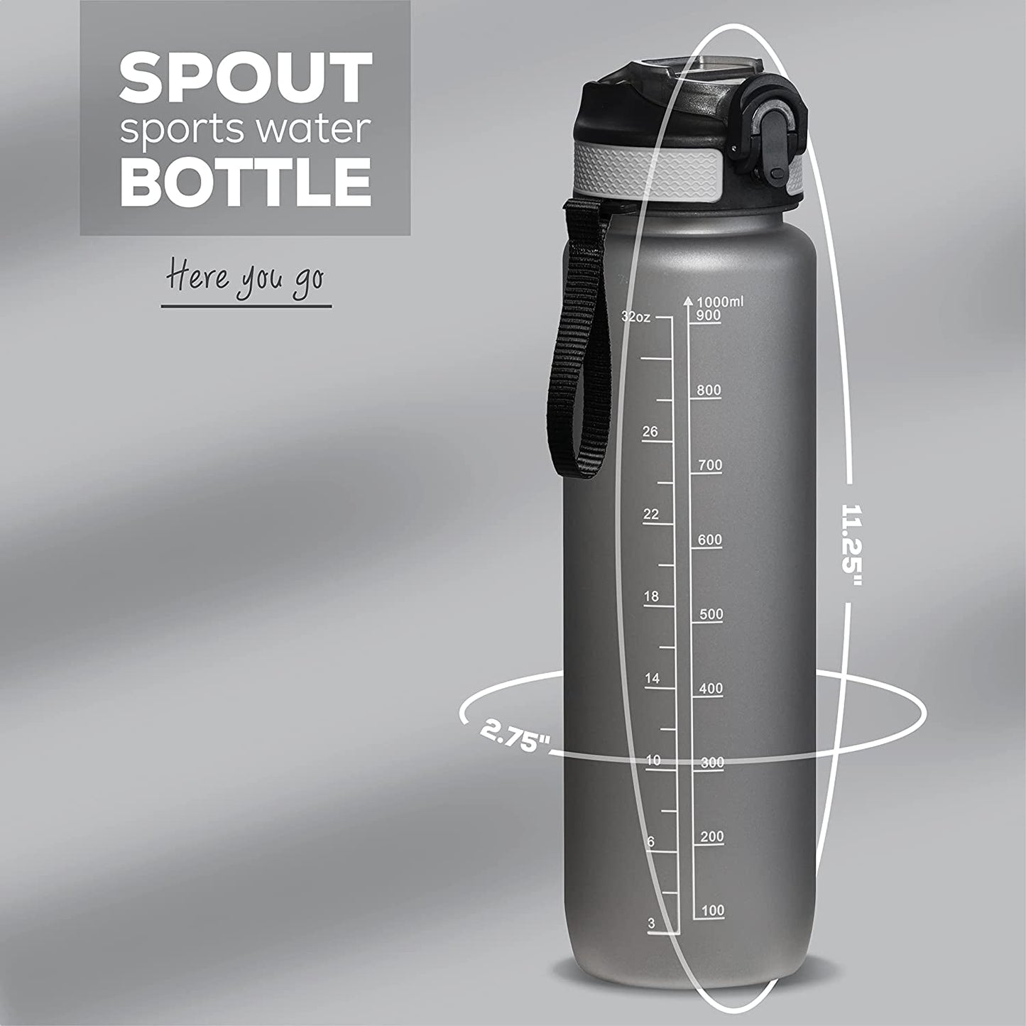  Motivational Water Bottle with Time Marker, 32 oz Water Bottle, Sports Water Bottle with Spout, Achieve All-Day Hydration SpillProof, BPA FREE