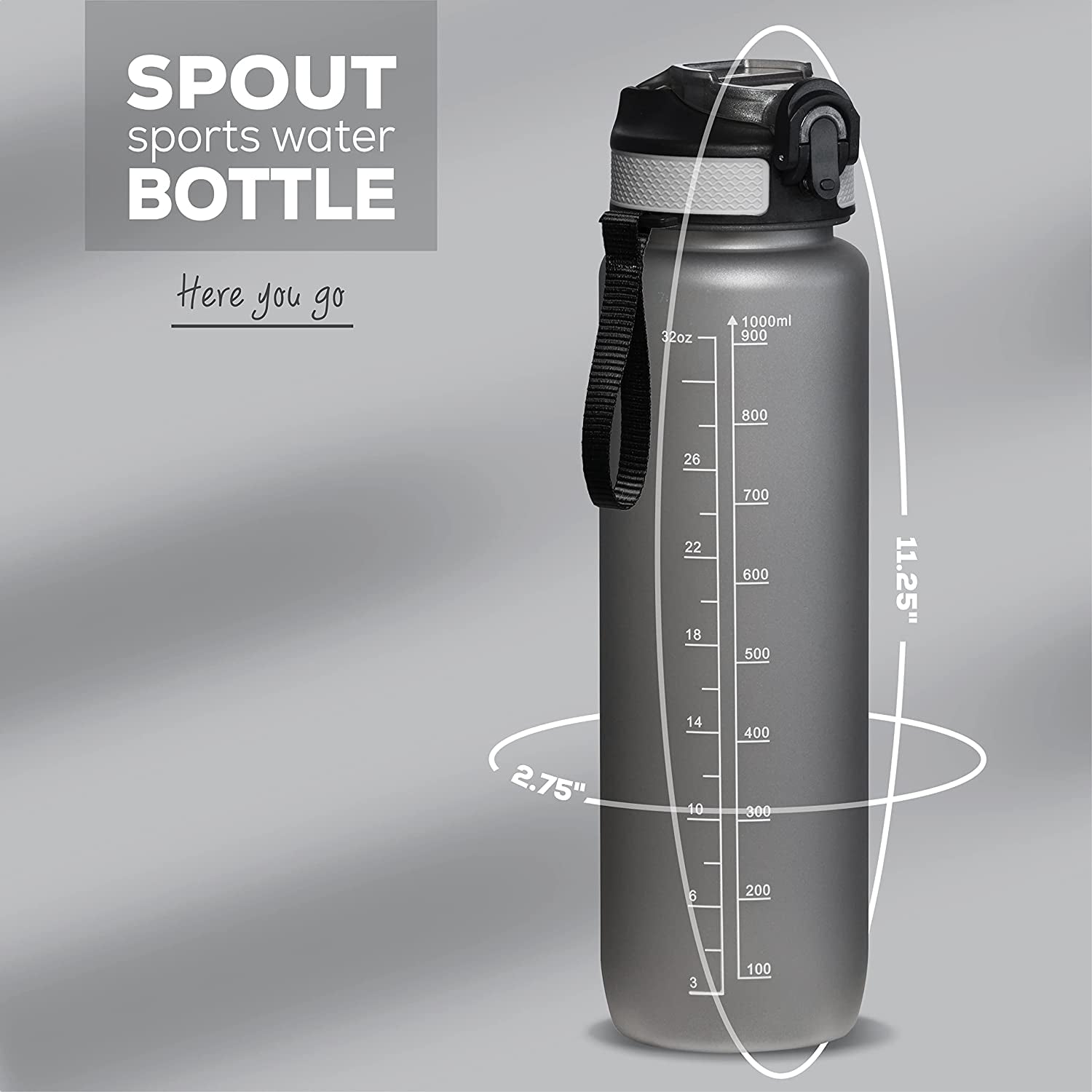  Motivational Water Bottle with Time Marker, 32 oz Water Bottle, Sports Water Bottle with Spout, Achieve All-Day Hydration SpillProof, BPA FREE