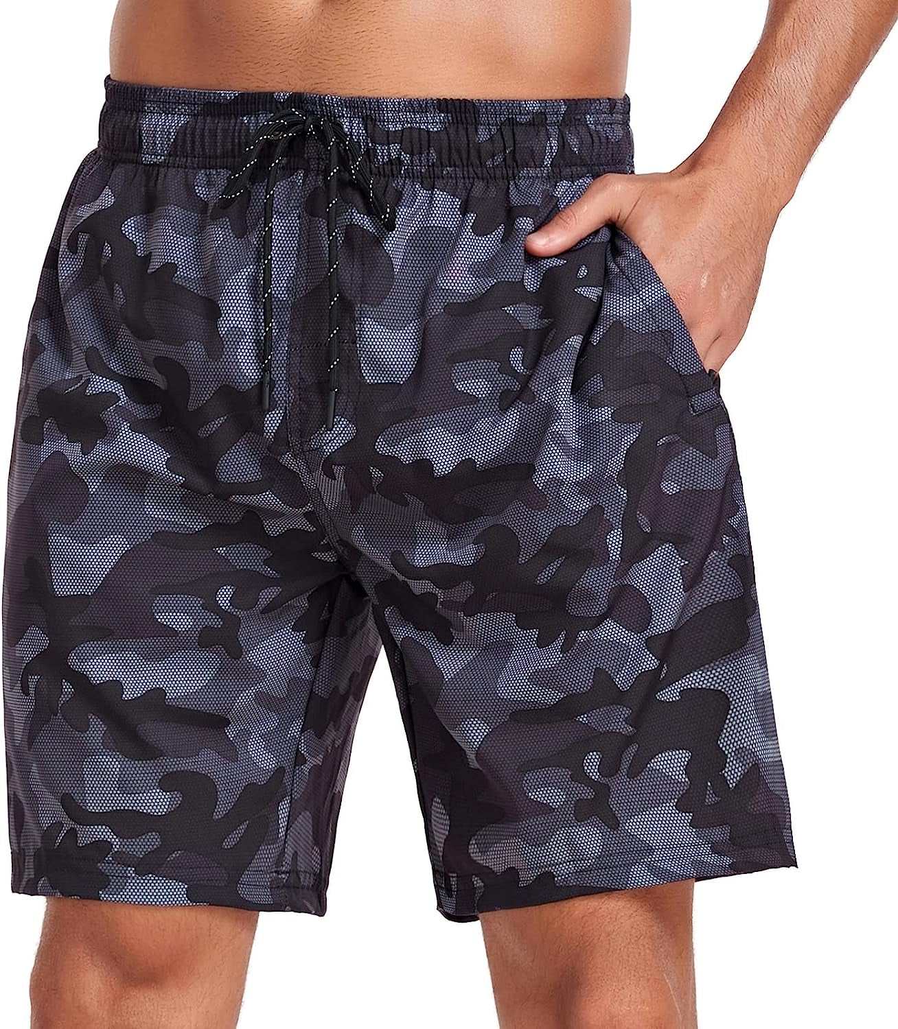  Mens Swim Trunks Quick Dry Board Shorts with Zipper Pockets Bathing Suit