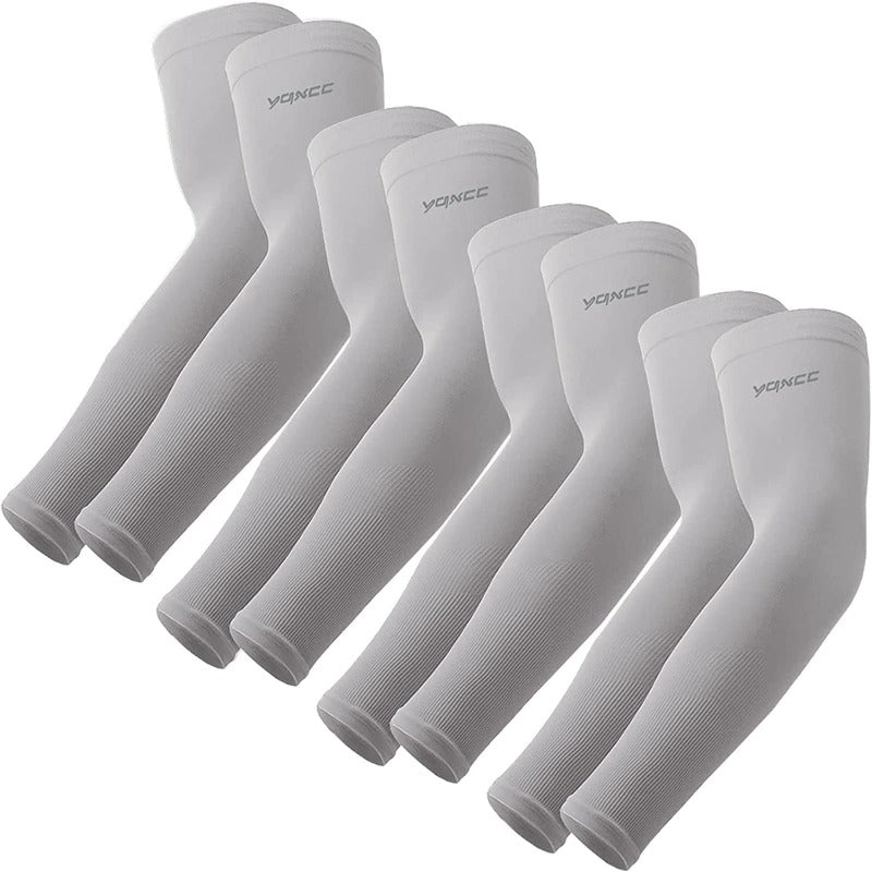 4 Pairs UV Sun Protection Arm Sleeves for Men & Women - UPF 50 Sports Compression Cooling Arm Sleeves
