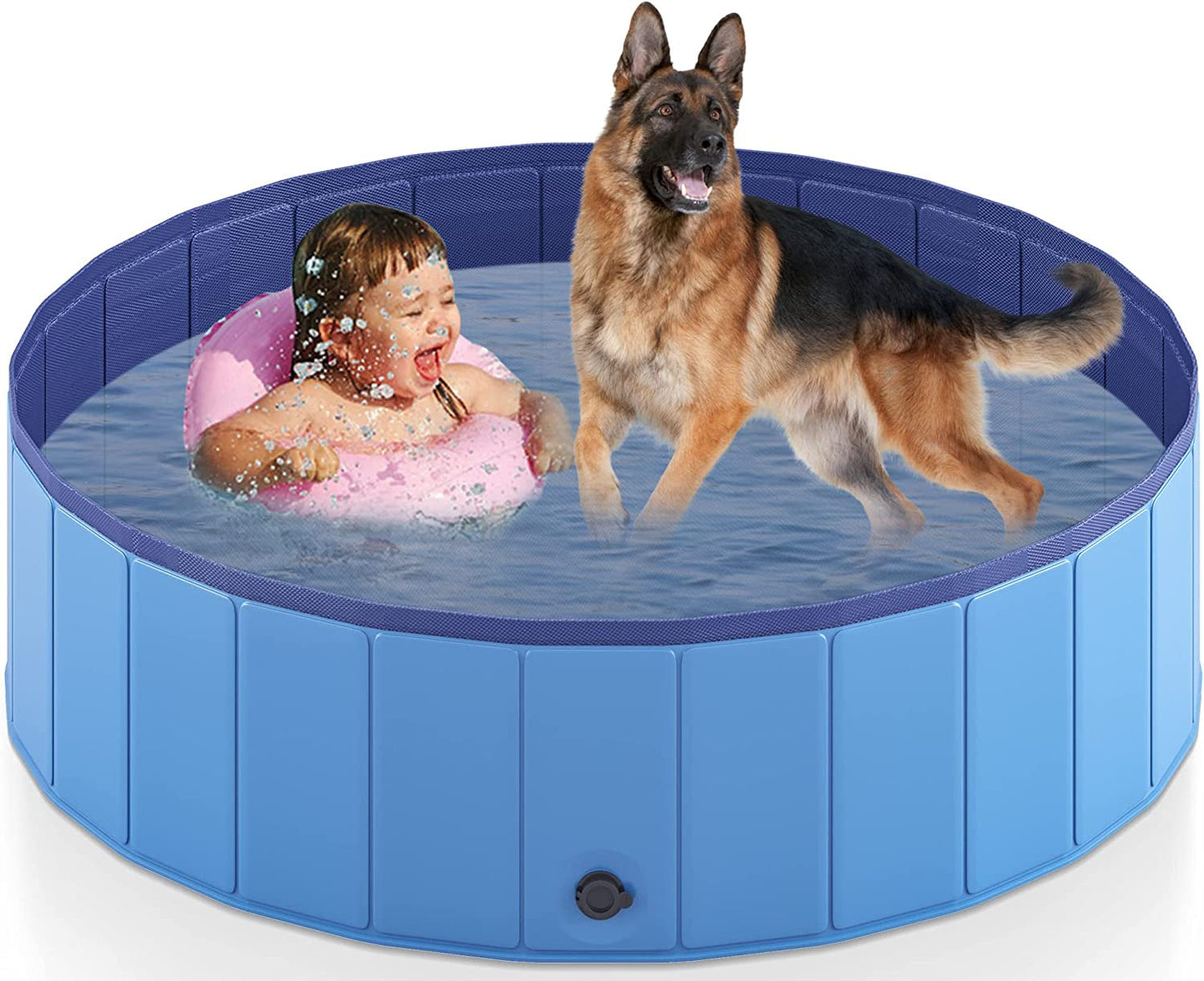  Foldable Dog Pool, Collapsible Hard Plastic Dog Swimming Pool, Portable Bath Tub for Pets Dogs and Cats, Pet Wading Pool for Indoor and Outdoor, 32 x 8 Inches