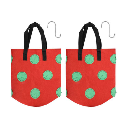 2Pcs Strawberry Grow Bags, 13 Holes Upside-Down Hanging Planters for Tomato, Chili, Pepper, and Vegetable, Green