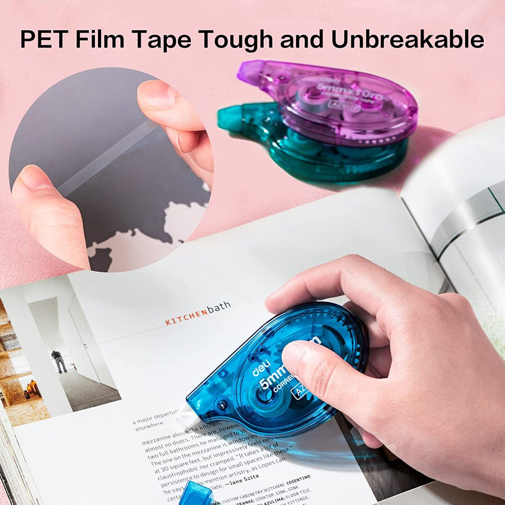 Correction Tape, White Out Correction Tapes, Tape Eraser for Note Taking, Marking, Crafting, Bullet Journal, Scrapbooking, 1/5In X 39.3Ft, 10-Count