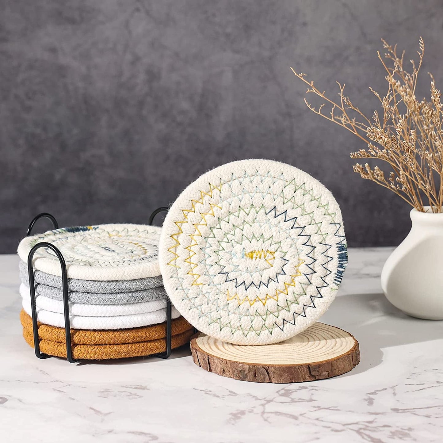  8 Pcs Drink Coasters with Holder