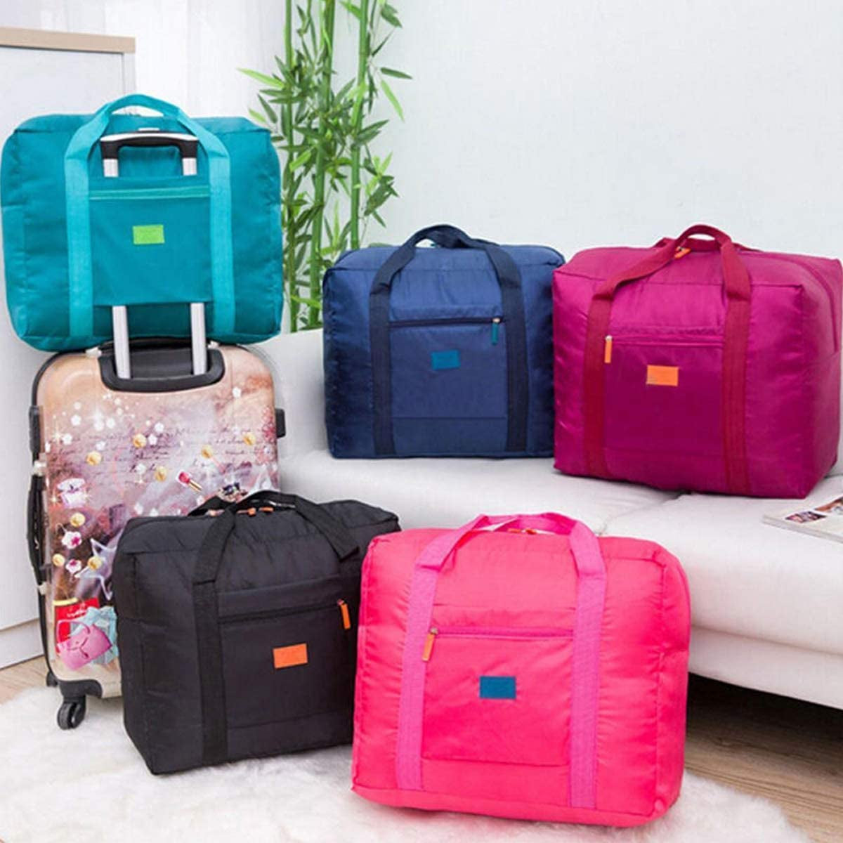 Travel Duffel Bag Lightweight Foldable Travel Bag for Women and Men Waterproof Tote Carry On Luggage Bag Weekender Overnight Bag (Red)