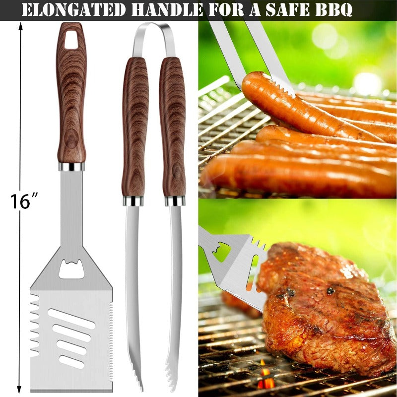 26pcs Grilling Accessories Kit - Stainless Steel Heavy Duty BBQ Tools with Glove and Corkscrew