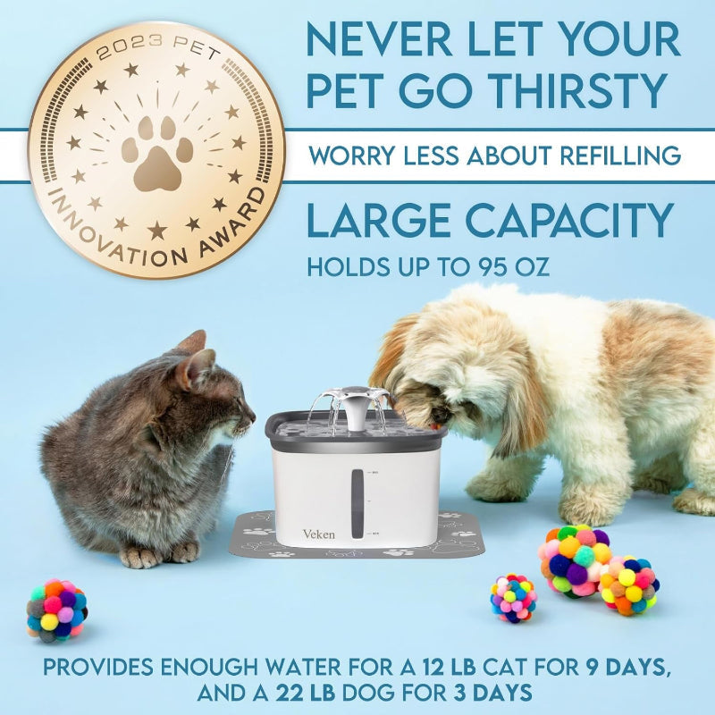 Miri - 95oz Pet Water Fountain, Automatic Dispenser with Filters for Cats and Dogs